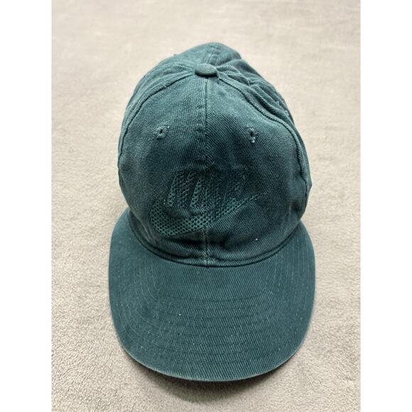 Nike Hat Cap Snap Back Green Embroidered Swoosh Mens Classic Sportswear Logo - Picture 1 of 6